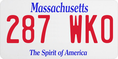 MA license plate 287WK0