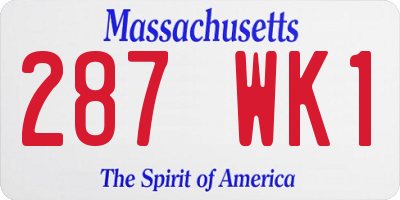 MA license plate 287WK1