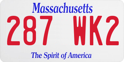 MA license plate 287WK2