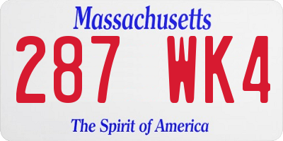 MA license plate 287WK4