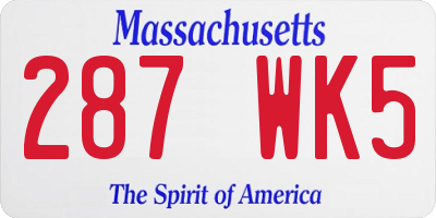 MA license plate 287WK5