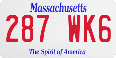 MA license plate 287WK6