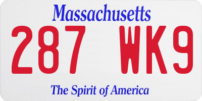 MA license plate 287WK9