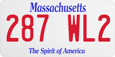 MA license plate 287WL2