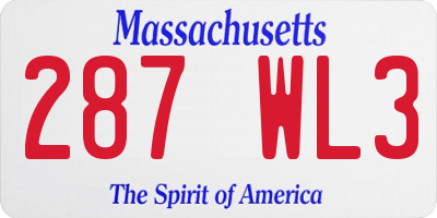 MA license plate 287WL3
