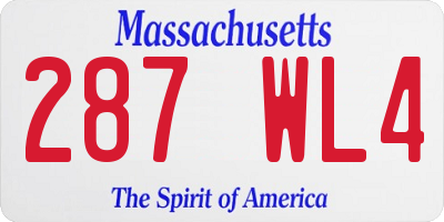 MA license plate 287WL4