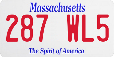MA license plate 287WL5
