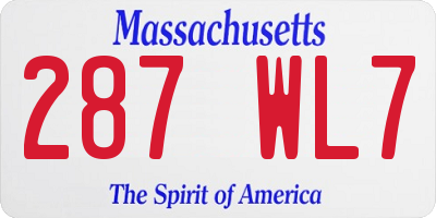 MA license plate 287WL7