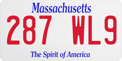MA license plate 287WL9