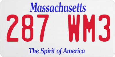 MA license plate 287WM3