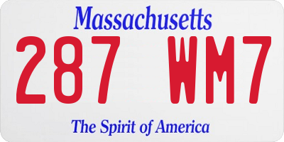 MA license plate 287WM7