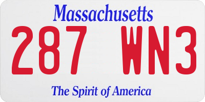 MA license plate 287WN3