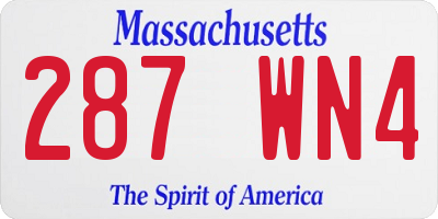 MA license plate 287WN4