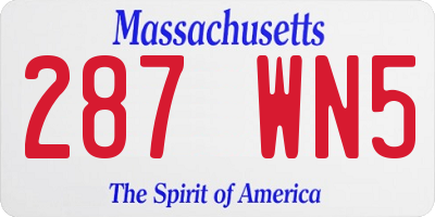 MA license plate 287WN5