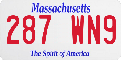 MA license plate 287WN9