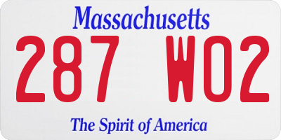 MA license plate 287WO2