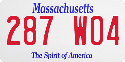 MA license plate 287WO4