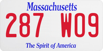 MA license plate 287WO9