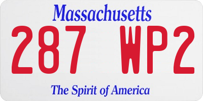 MA license plate 287WP2
