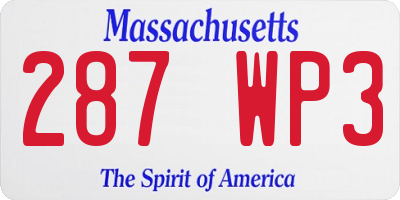 MA license plate 287WP3