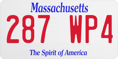 MA license plate 287WP4