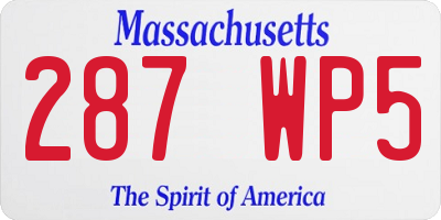 MA license plate 287WP5