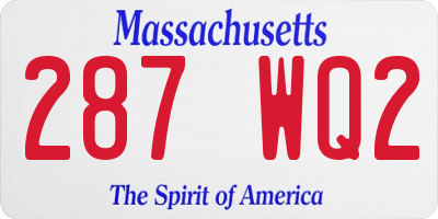 MA license plate 287WQ2