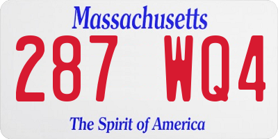 MA license plate 287WQ4