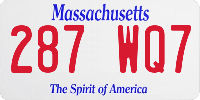 MA license plate 287WQ7
