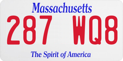 MA license plate 287WQ8