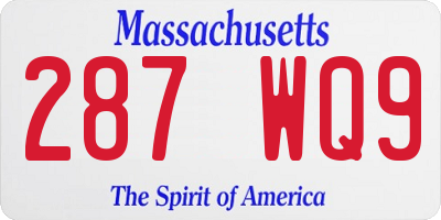 MA license plate 287WQ9