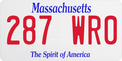 MA license plate 287WR0