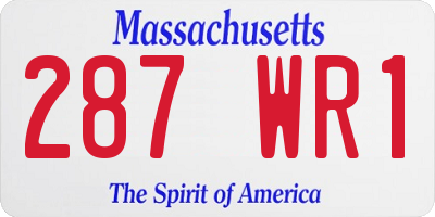 MA license plate 287WR1
