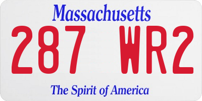 MA license plate 287WR2