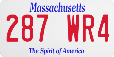 MA license plate 287WR4