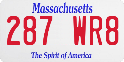 MA license plate 287WR8