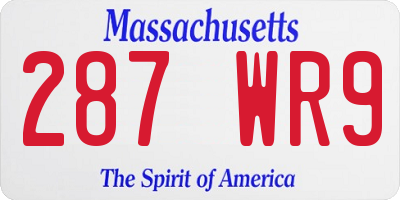MA license plate 287WR9
