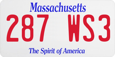MA license plate 287WS3