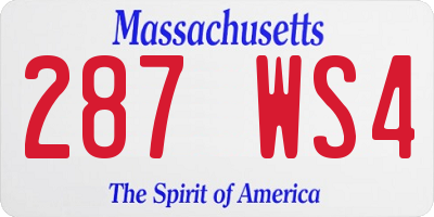 MA license plate 287WS4