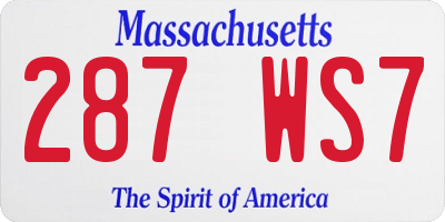 MA license plate 287WS7