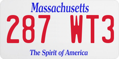 MA license plate 287WT3