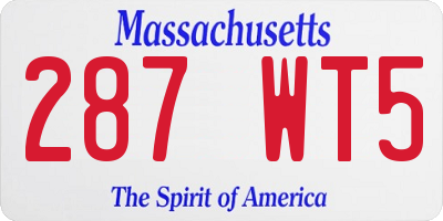 MA license plate 287WT5