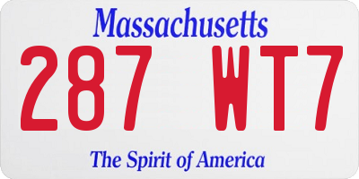 MA license plate 287WT7