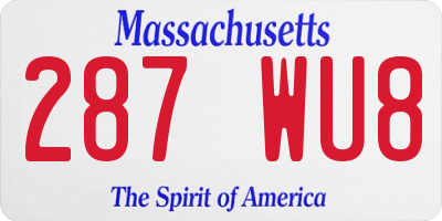 MA license plate 287WU8