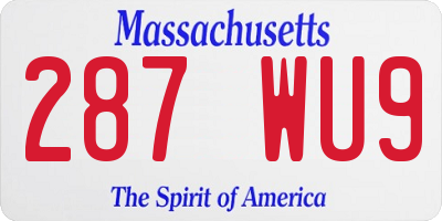 MA license plate 287WU9