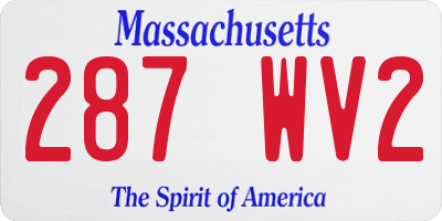MA license plate 287WV2