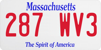 MA license plate 287WV3