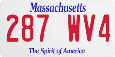 MA license plate 287WV4