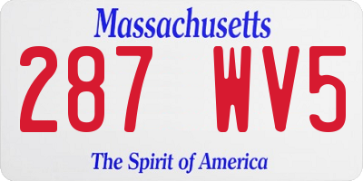 MA license plate 287WV5