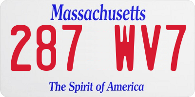 MA license plate 287WV7